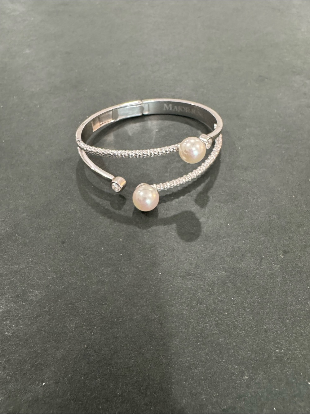 MAJORICA  Silver-Tone  Hinged Pearl Women's Bracelet